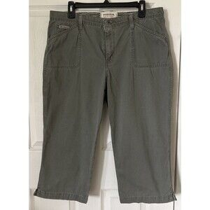 Womens Vintage Hydraulic Fine Wale Corduroy Capri Pants Sz 13/14 Green